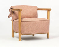 Mazzy Rubber Wood Arm Chair – Solid Wood Modern Arm Chair for Home Rose Brown