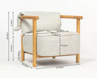 Mazzy Rubber Wood Arm Chair – Solid Wood Modern Arm Chair for Home Light Grey