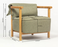 Mazzy Rubber Wood Arm Chair – Solid Wood Modern Arm Chair for Home Sage Green