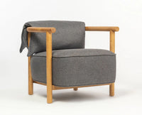 Mazzy Rubber Wood Arm Chair – Solid Wood Modern Arm Chair for Home Dark Grey