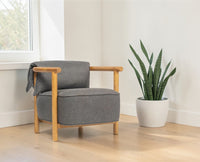 Mazzy Rubber Wood Arm Chair – Solid Wood Modern Arm Chair for Home Dark Grey