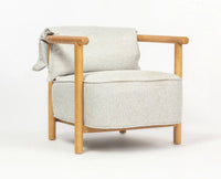 Mazzy Rubber Wood Arm Chair – Solid Wood Modern Arm Chair for Home Light Grey