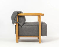Mazzy Rubber Wood Arm Chair – Solid Wood Modern Arm Chair for Home Dark Grey