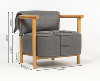 Mazzy Rubber Wood Arm Chair – Solid Wood Modern Arm Chair for Home Dark Grey