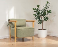 Mazzy Rubber Wood Arm Chair – Solid Wood Modern Arm Chair for Home Sage Green