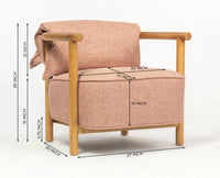 Mazzy Rubber Wood Arm Chair – Solid Wood Modern Arm Chair for Home Rose Brown