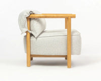 Mazzy Rubber Wood Arm Chair – Solid Wood Modern Arm Chair for Home Light Grey