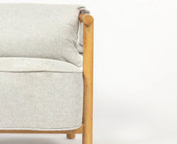 Mazzy Rubber Wood Arm Chair – Solid Wood Modern Arm Chair for Home Light Grey