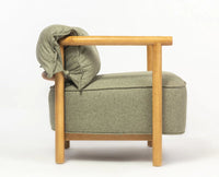 Mazzy Rubber Wood Arm Chair – Solid Wood Modern Arm Chair for Home Sage Green