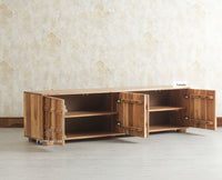 Melbourne Block Wooden Four Door TV Console Cabinet Unit Furniselan Natural Finish