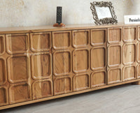 Melbourne Block Wooden Four Door TV Console Cabinet Unit Furniselan Natural Finish