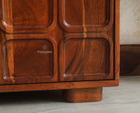 Melbourne Block Wooden Four Door TV Console Cabinet Unit Furniselan Brown Finish