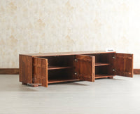 Melbourne Block Wooden Four Door TV Console Cabinet Unit Furniselan Brown Finish