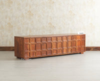 Melbourne Block Wooden Four Door TV Console Cabinet Unit Furniselan Brown Finish