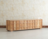 Melbourne Block Wooden Four Door TV Console Cabinet Unit Furniselan Natural Finish