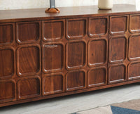 Melbourne Block Wooden Four Door TV Console Cabinet Unit Furniselan Grey Finish