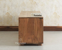 Melbourne Block Wooden Four Door TV Console Cabinet Unit Furniselan Natural Finish