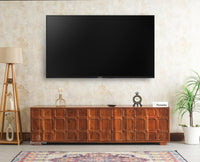 Melbourne Block Wooden Four Door TV Console Cabinet Unit Furniselan Brown Finish