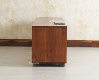 Melbourne Block Wooden Four Door TV Console Cabinet Unit Furniselan Brown Finish