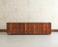 Melbourne Block Wooden Four Door TV Console Cabinet Unit Furniselan Brown Finish