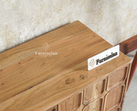 Melbourne Block Wooden Four Door TV Console Cabinet Unit Furniselan Natural Finish