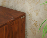 Melbourne Block Wooden Four Door TV Console Cabinet Unit Furniselan Brown Finish