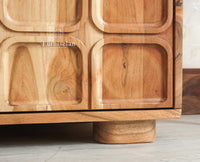 Melbourne Block Wooden Four Door TV Console Cabinet Unit Furniselan Natural Finish