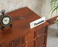 Melbourne Block Wooden Four Door TV Console Cabinet Unit Furniselan Brown Finish