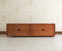 Melbourne Block Wooden Four Door TV Console Cabinet Unit Furniselan Brown Finish