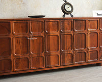 Melbourne Block Wooden Four Door TV Console Cabinet Unit Furniselan Brown Finish