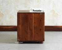 Melbourne Block Wooden One Door Bedside Table Nightstand Furniselan Grey Finish