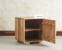 Melbourne Block Wooden One Door Bedside Table Nightstand Furniselan Natural Finish