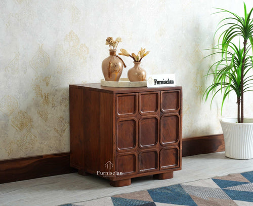 Melbourne Block Wooden One Door Bedside Table Nightstand Furniselan Grey Finish