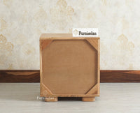 Melbourne Block Wooden One Door Bedside Table Nightstand Furniselan Natural Finish