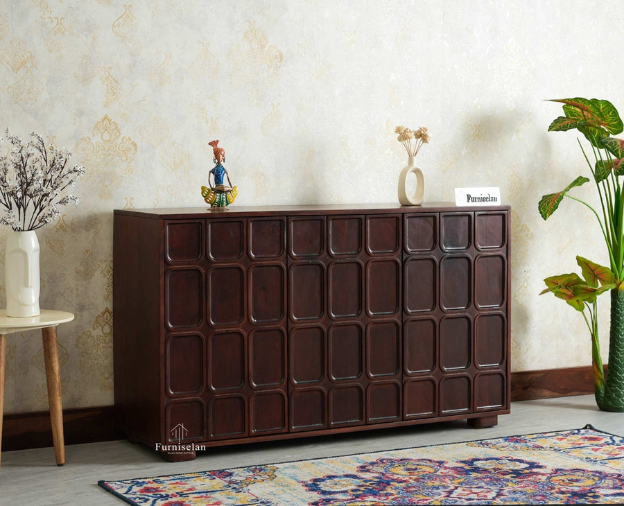 Melbourne Block Wooden Sideboard Cabinet 3 Doors Storage Unit Furniselan Grey Finish