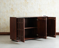 Melbourne Block Wooden Sideboard Cabinet 3 Doors Storage Unit Furniselan Grey Finish