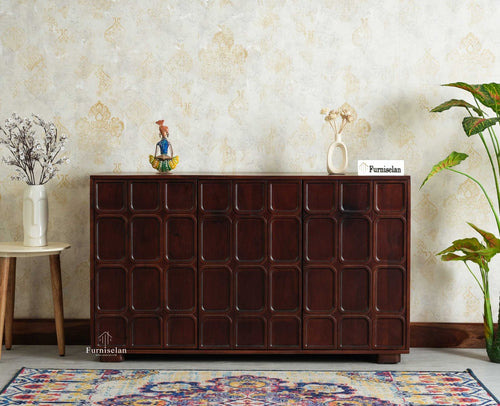 Melbourne Block Wooden Sideboard Cabinet 3 Doors Storage Unit Furniselan Grey Finish