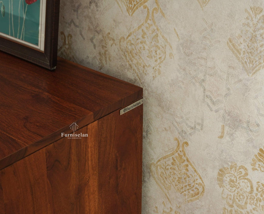 Melbourne Block Wooden Sideboard Cabinet 3 Doors Storage Unit Furniselan Brown Finish