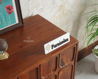 Melbourne Block Wooden Sideboard Cabinet 3 Doors Storage Unit Furniselan Brown Finish