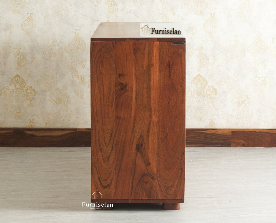 Melbourne Block Wooden Sideboard Cabinet 3 Doors Storage Unit Furniselan Brown Finish