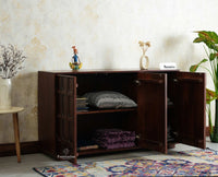 Melbourne Block Wooden Sideboard Cabinet 3 Doors Storage Unit Furniselan Grey Finish