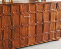 Melbourne Block Wooden Sideboard Cabinet 3 Doors Storage Unit Furniselan Brown Finish