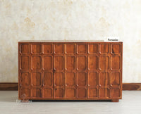 Melbourne Block Wooden Sideboard Cabinet 3 Doors Storage Unit Furniselan Brown Finish