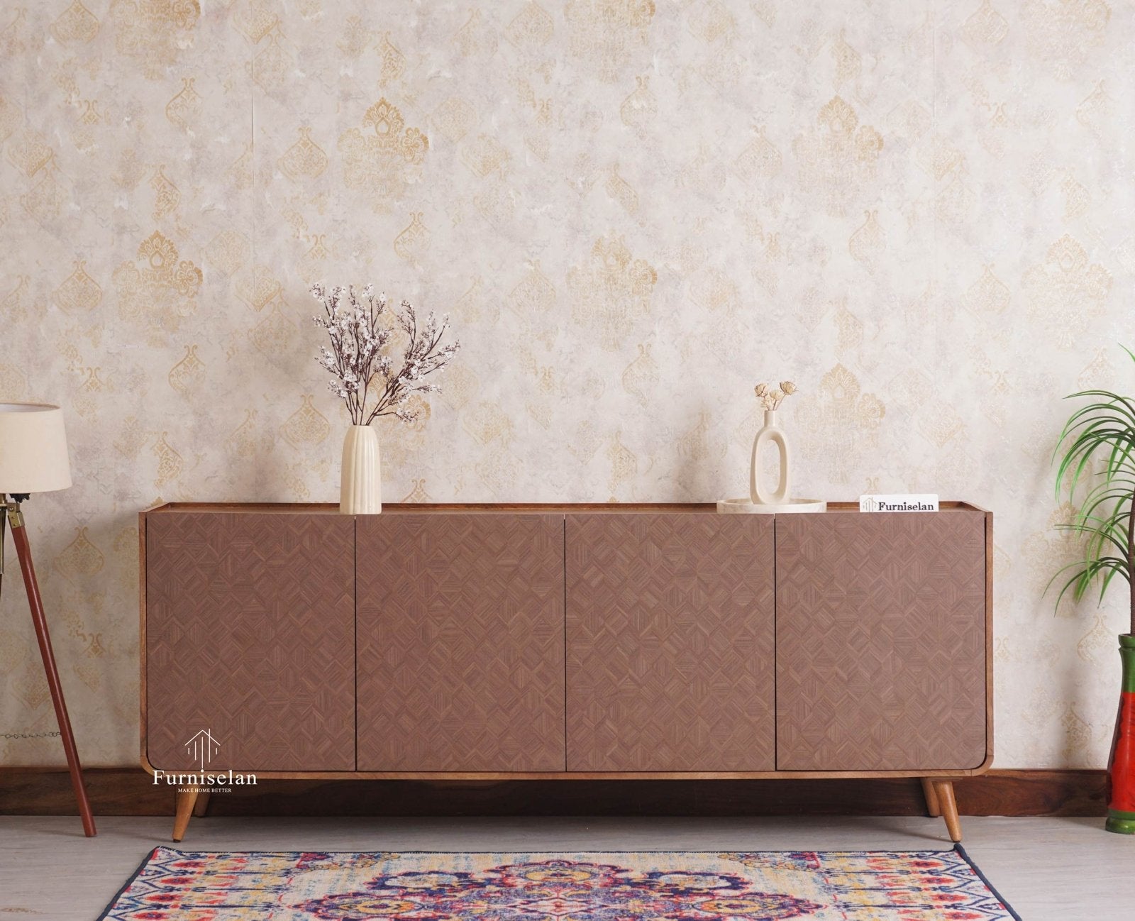 Mexico Four Door Large Sideboard Storage Cabinet - Sideboard - Furniselan - Natural Oak Furniselan