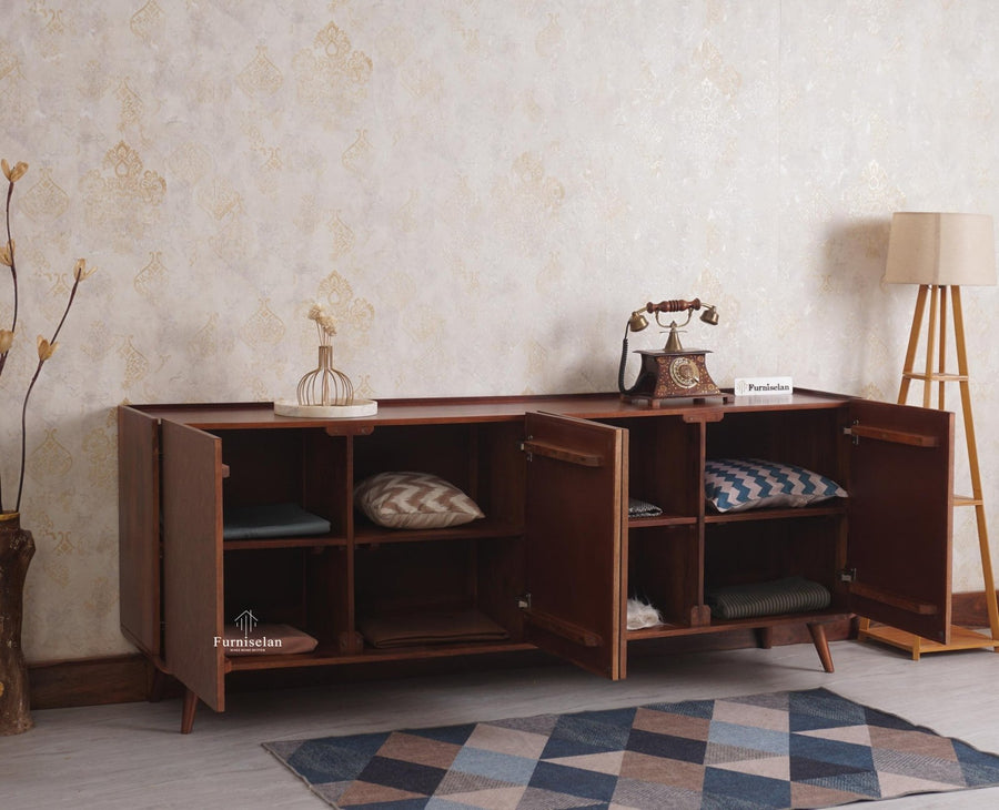Mexico Four Door Large Sideboard Storage Cabinet - Sideboard - Furniselan - Brown Finish
