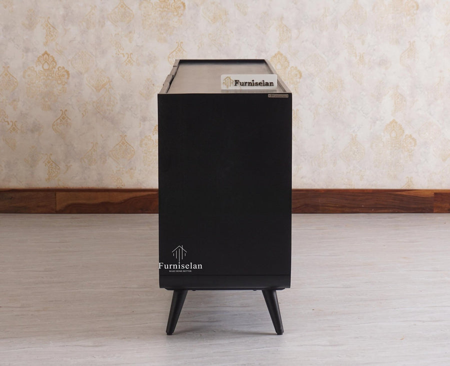 Mexico Four Door Large Sideboard Storage Cabinet - Sideboard - Furniselan - Black Finish