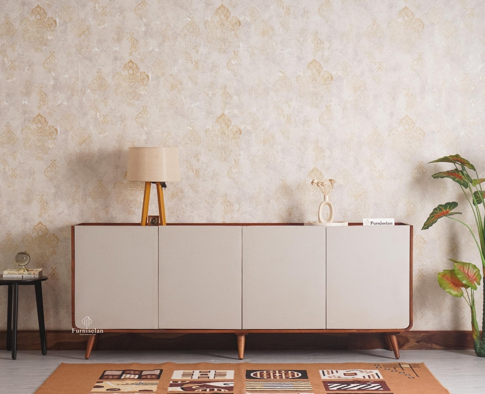 Mexico Four Door Large Sideboard Storage Cabinet Furniselan - Brown-Finish
