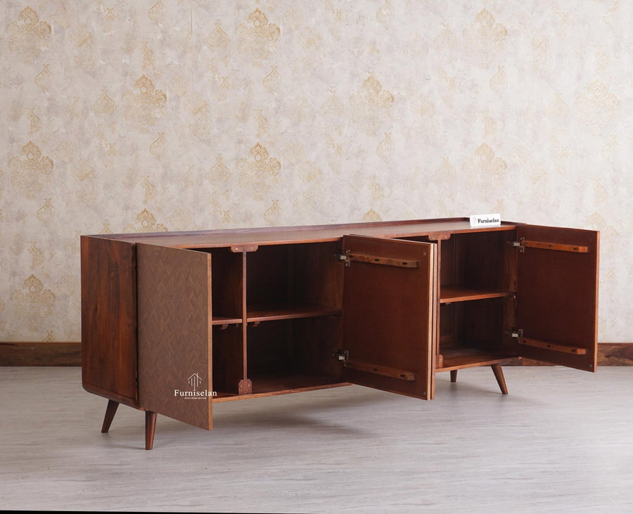 Mexico Four Door Large Sideboard Storage Cabinet - Sideboard - Furniselan - Brown Finish
