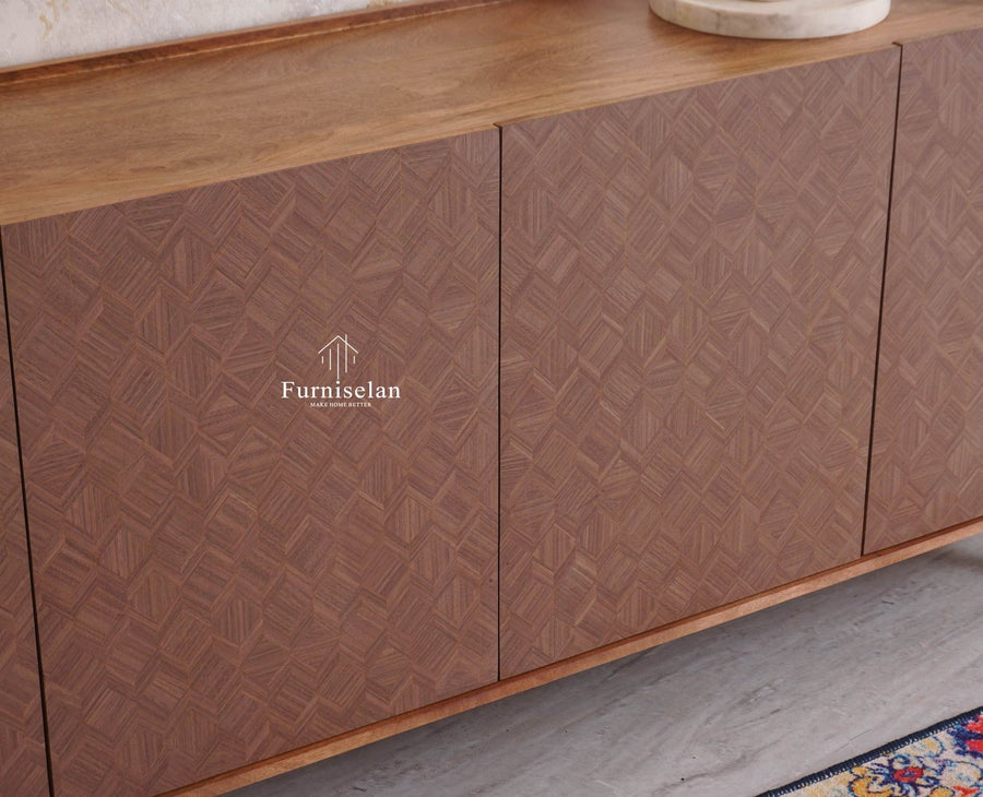 Mexico Four Door Large Sideboard Storage Cabinet - Sideboard - Furniselan - Natural Oak