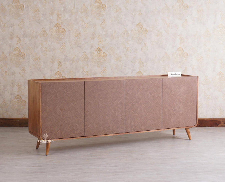 Mexico Four Door Large Sideboard Storage Cabinet - Sideboard - Furniselan - Natural Oak